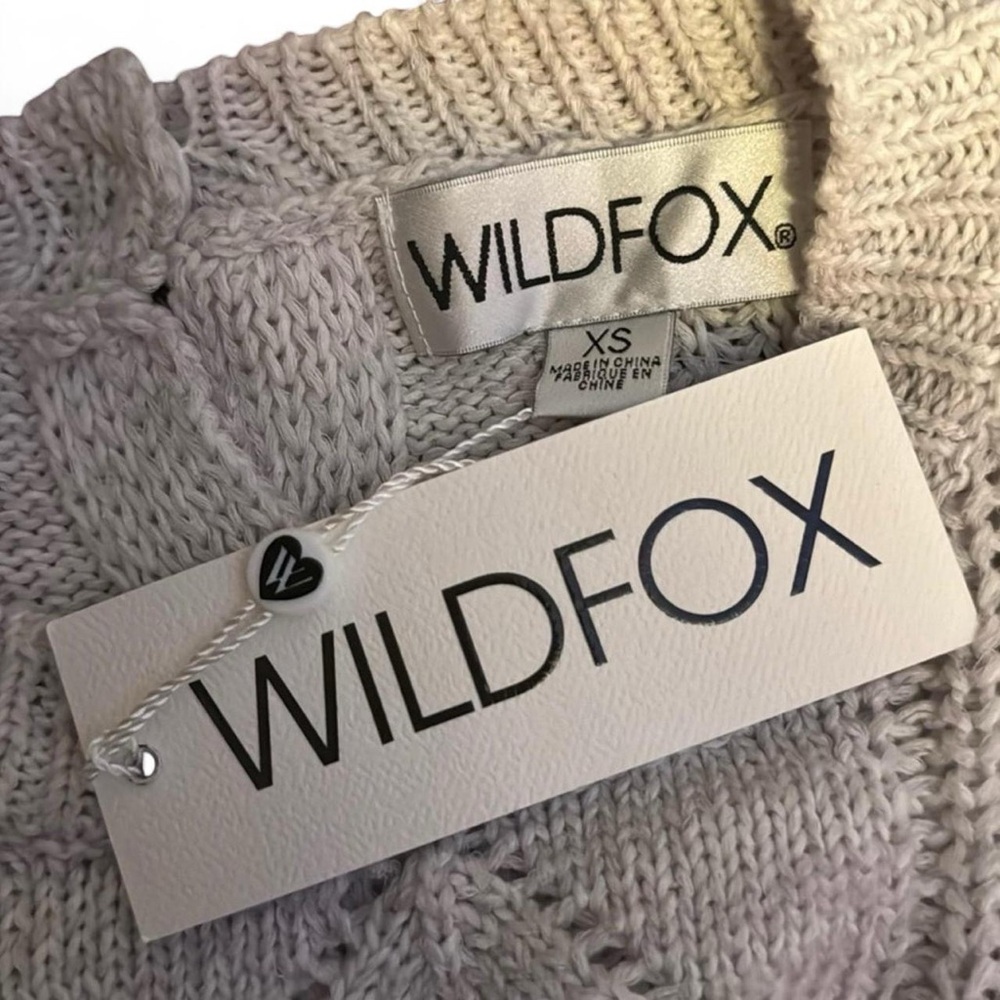 NWT Wildfox Women’s Off-White Boho Crochet Knit Cropped Jumper Sweater — XS - Picture 2 of 6